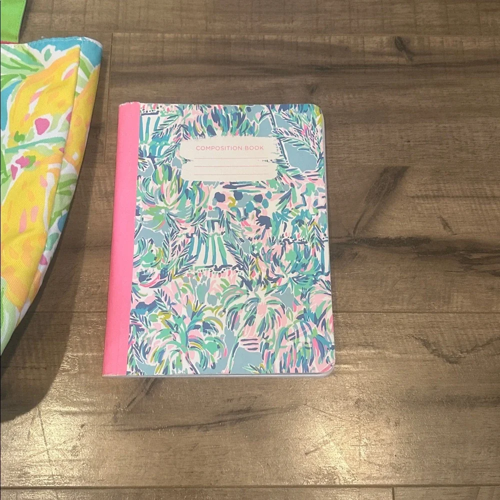 Lilly Pulitzer Blue and Yellow Floral Tote and used notebook - Picture 3 of 10